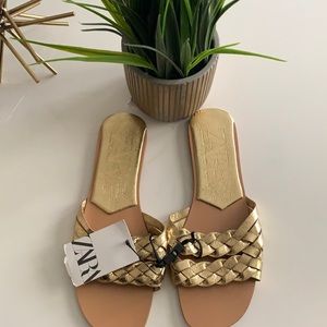 ZARA Gold Flat Sandal!